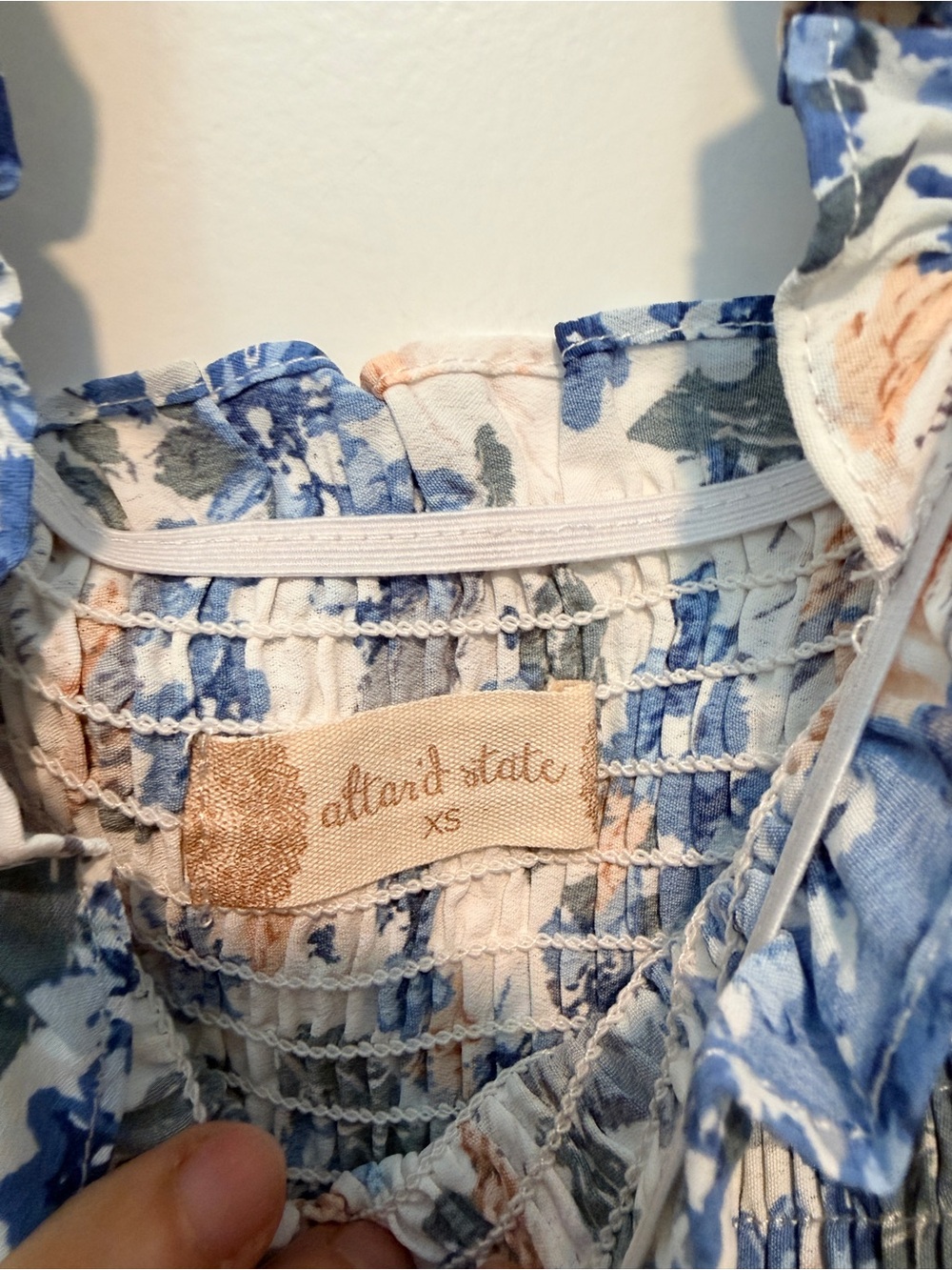 Altar’d State Blue Floral Smocked Midi Dress NWT XS Cottagecore Romantic - Picture 4 of 10